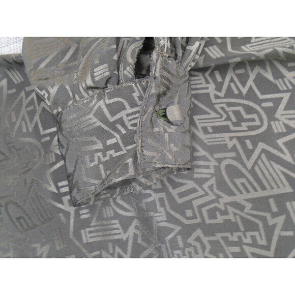 Lili Butler Silk Button Blouse Size Women's Medium Abstract Pattern Shoulder Pad - Picture 3 of 11